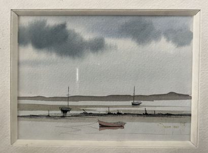 null Modern school 

Landscape with a sailboat

Watercolor signed and dated 88 lower...