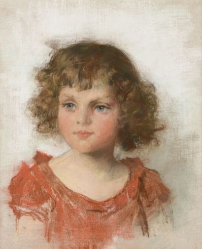 null École FRANÇAISE vers 1900

Portrait d'enfant à la robe rouge.

Toile.

Trace...