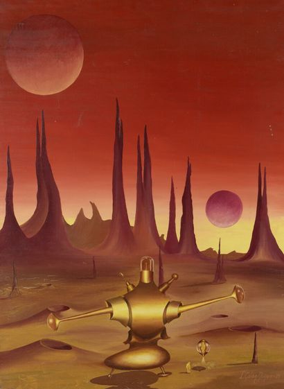 null Luis Alberto GALÀN MUNEZ (XXe siècle)

Composition futuriste : Planeta roja

Toile.

Signée...