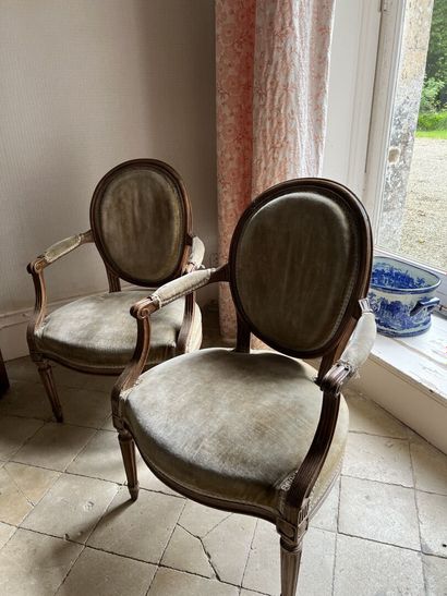 null Paire de fauteuils en bois mouluré et sculpté d'époque Louis XVI

À dossier...