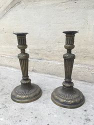 Pair of Louis XVI period bronze torches,...