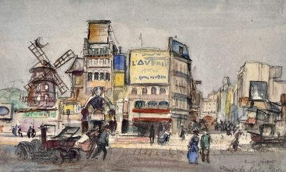 null Eugène Véder (1876-1936) 

"Paris - The Moulin Rouge". 

Charcoal, watercolor...