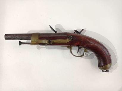 null Pistolet d'arçon, modèle An XIII. Canon rond, à pans au tonnerre, daté B1814....