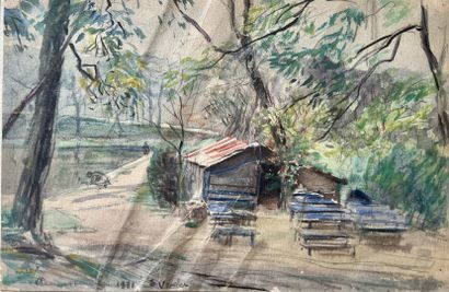 null Eugène Véder (1876-1936) 

"Clamart May 1931". 

Watercolor wash and India ink...