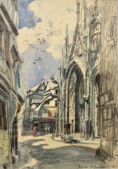 null Eugène Véder (1876-1936)

" Rouen St Maclou ". 

Lavis d'aquarelle et encre...