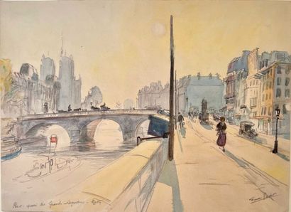 null Eugène Véder (1876-1936)

" Paris, Quai des Grands Augustins le matin ". 

Fusain,...