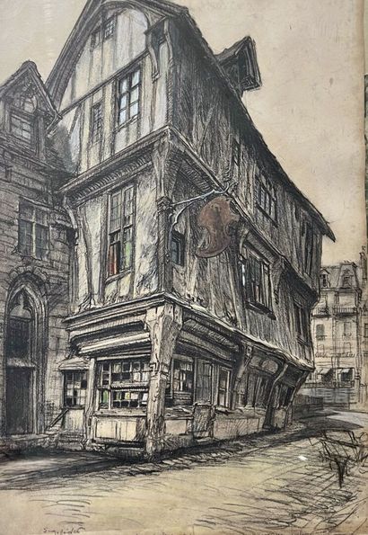 null Eugène Véder (1876-1936)

" Rouen - Rue St-Romain - La Maison de Descartes "....