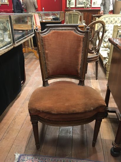 null 
Set of two armchairs and two chairs in molded and carved wood from the Louis...