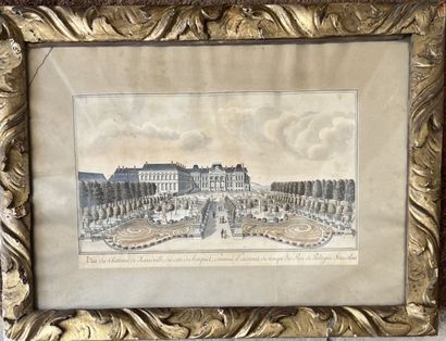  Ecole française du XIXe siècle 
Vue du chateau de Lunéville, du coté du bosquet,...
