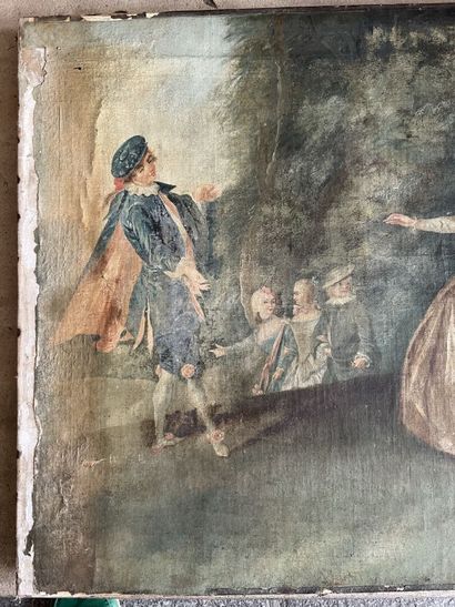  Ecole francaise du XVIIIe dans le gout de Nicolas LANCRET 
Bal 
Huile sur toile...
