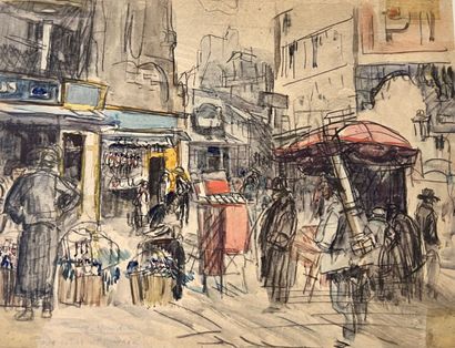 null Eugène Véder (1876-1936)

" Paris, Rue St Medard ". 

Fusain, lavis d'aquarelle...