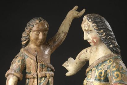 null École ITALIENNE, XVIIe siècle 

Paire d'anges adorateurs

Statuettes en bois...