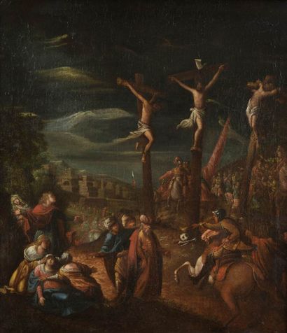 null École FLAMANDE vers 1700 

Le Golgotha

Toile.

67 x 59 cm