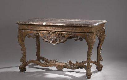  Middle table in molded and carved natural...