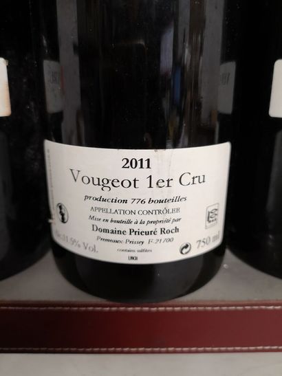 null 6 bottles VOUGEOT 1er Cru - PRIEURÉ ROCH 2011 Labels slightly stained and s...