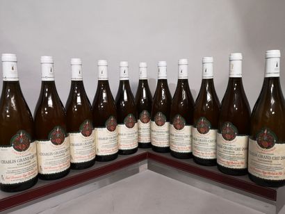 null 11 bouteilles CHABLIS grand cru "Vaudésir" - Guy ROBIN 2008 3 étiquettes légèrement...