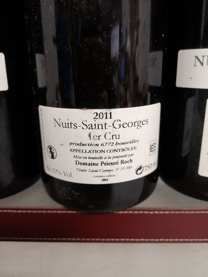 null 5 bottles NUITS SAINT GEORGES 1er Cru - PRIEURÉ ROCH 2011 Against slightly stained...
