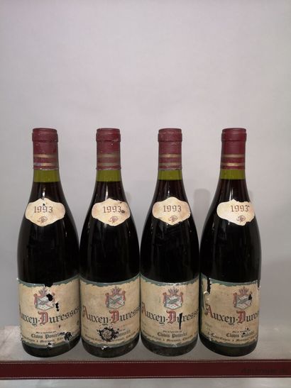 null 4 bouteilles AUXEY DURESSES - Clovis PONCELET 1993 Étiquettes abîmées et légèrement...