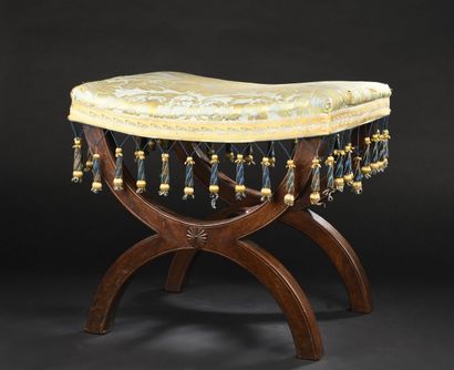 Mahogany and mahogany veneer stool attributed...