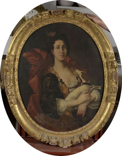 null École FRANCAISE vers 1720
Portrait d'homme en perruque
Portrait de dame tenant...