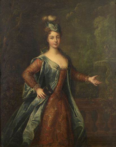 null École FRANÇAISE vers 1720, suiveur de Louis de SYLVESTRE
Portrait de dame tenant...