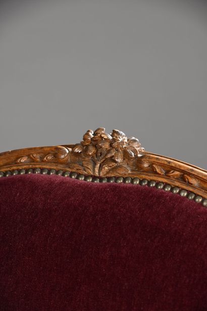 null A molded and carved wood basket sofa, attributed to Claude Séné, from the Louis...