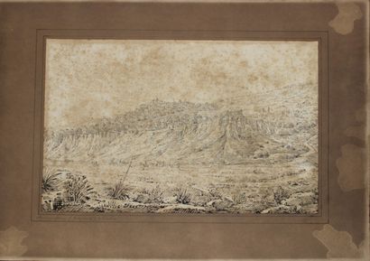 null Attributed to Antonio SENAPE (Rome 1788 - Naples 1850)
View of Agrigento
Pen...