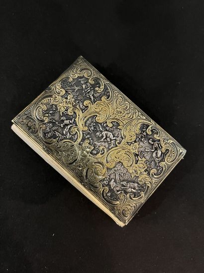Notebook dated 1843, cover made of two silver...