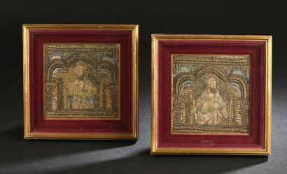 Two embroideries of orphreys, Spain, Flanders...