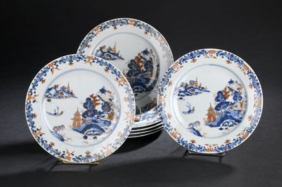 CHINE, XVIIIe siècle
Sept assiettes en porcelaine...