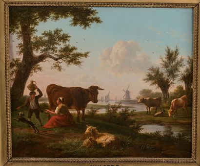 null Frans SWAGERS (1756-1836)
La famille du berger dans un paysage
Bergers et leurs...