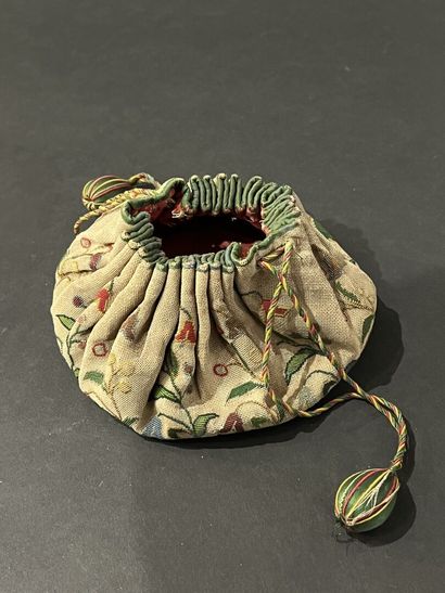 Purse for gaming chips, circa 1830, linen...