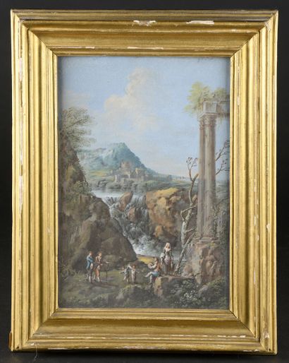 null 18th century ITALIAN school
Animated landscapes
Suite of five gouaches on paper.
31...