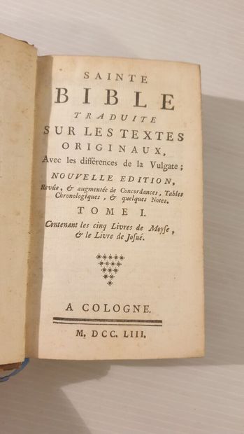 null Sainte Bible, traduite sur les textes originaux. Tome I, II, IV, V. A Cologne....
