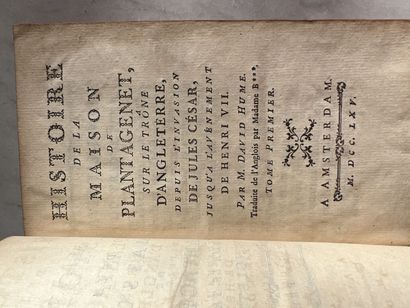 null David Hume, Histoire de la Maison de Plantagenet.

Amsterdam, 1765.

6 volumes,...