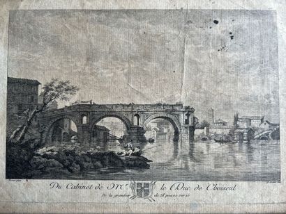 null Lot de trois gravures, XIXe :

- Carte de la Haute Loire

- D'après Vernet,...