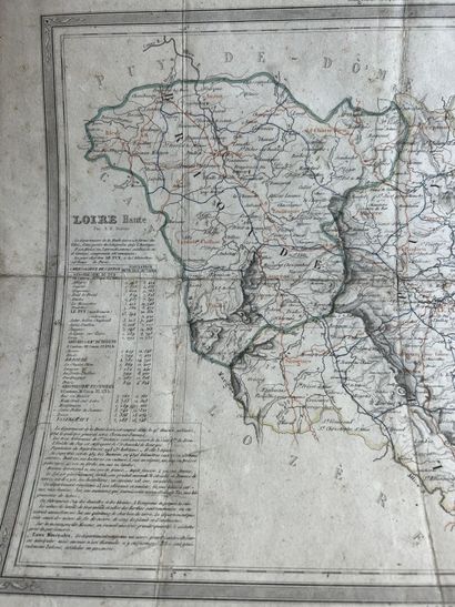 null Lot de trois gravures, XIXe :

- Carte de la Haute Loire

- D'après Vernet,...
