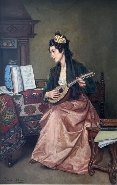 null Louis Edmond POMEY (1831-1901)
Femme à la mandoline
Huile sur panneau.
Signé...