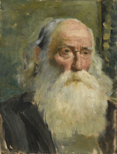 null École FRANÇAISE de la fin du XIXe siècle
Portrait d'homme barbu
Au revers, Bouquet...