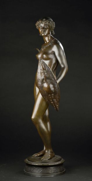 null Émile-Louis TRUFFOT (1843-1896)
Guerrière nubienne 
Épreuve en bronze à patine...