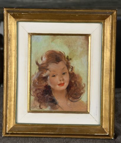 null Jean-Gabriel DOMERGUE (1889-1962)
Portrait de Nadine
Huile sur isorel.
Signé...