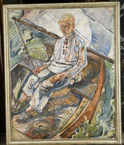 null Julius HUTHER (1881-1954)
Jeune homme en voilier, 1929
Huile sur toile.
Signée...