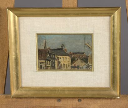 null Alexandre DUBOURG (1821-1891)
Arrière d'une église
Huile sur panneau.
Monogrammé...