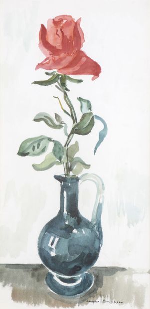 null Jacques BOUYSSOU (1926-1997)
Rose dans un vase
Aquarelle.
Signée en bas à droite.
46,5...