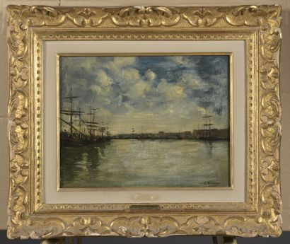 null Charles PECRUS (1826-1907)
Port
Huile sur toile.
Signée en bas à droite.
Écaillures,...
