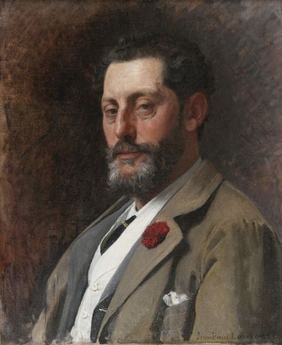 null Jean-Paul LAURENS (1838-1921)
Portrait d'homme à l'oeillet rouge à la boutonnière
Huile...