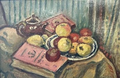 null Henri de SAINT-DELIS (1878-1949)
Nature morte à la théière et fruits
Huile sur...