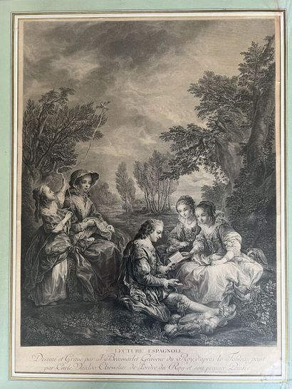 null D'après Carle Vanloo (1705-1765)
Conversation espagnole, dessiné et gravé par...