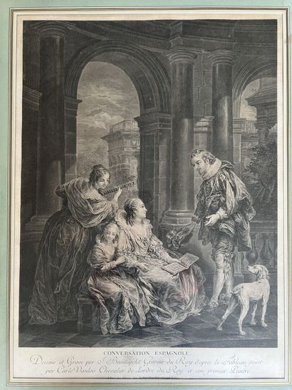 null D'après Carle Vanloo (1705-1765)
Conversation espagnole, dessiné et gravé par...