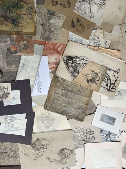 Strong lot of drawings, engravings and sanguines...